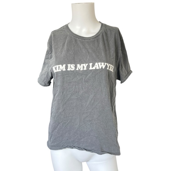 Talentless Kim Is My Lawyer Short Sleeve T-shirt Gray Cotton Womens - Picture 9 of 9